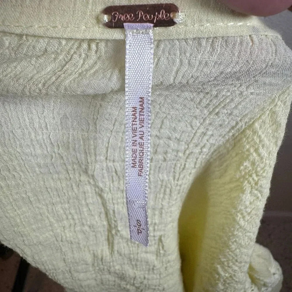 Free People Maria Maria Lace Yellow Embroidered Peasant Boho Top Size S - Picture 9 of 11